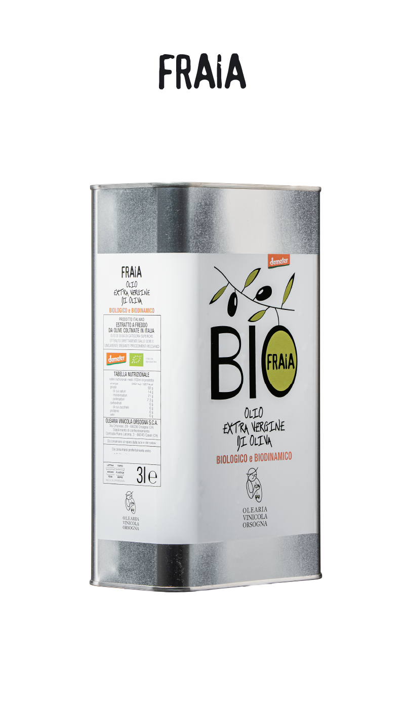 FRAIA Olio extravergine di oliva 3L biologico e biodinamico
